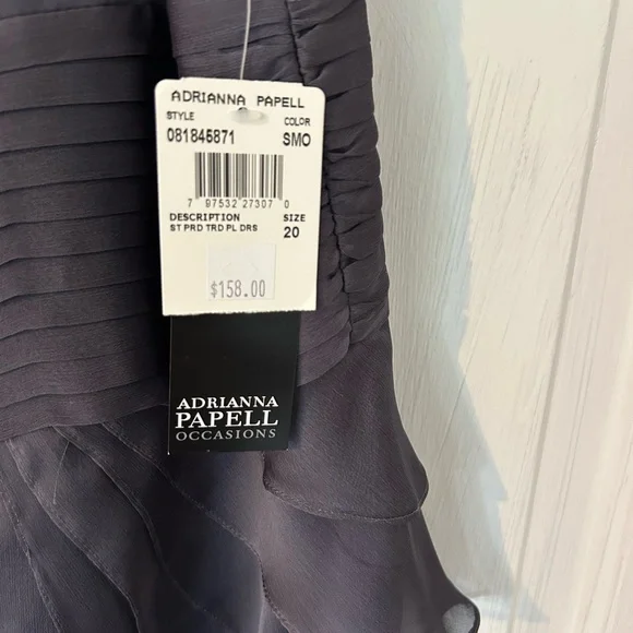 Adrianna Papell Gray Sheath Mini Dress V-Neck Flutter Sleeve - Picture 2 of 4